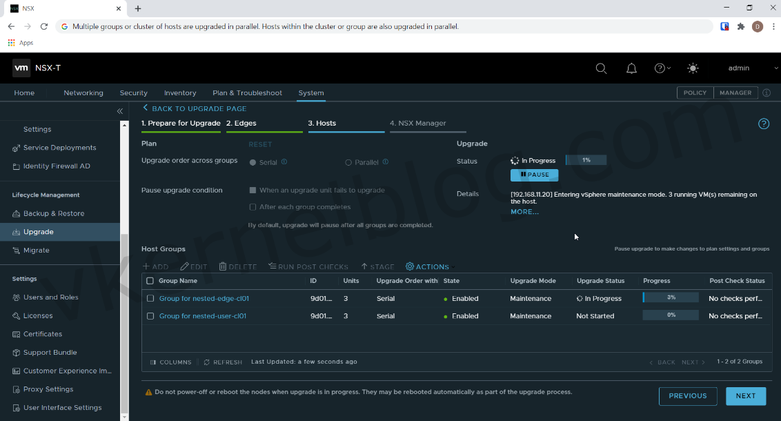 NSX-T  ESXI clusters