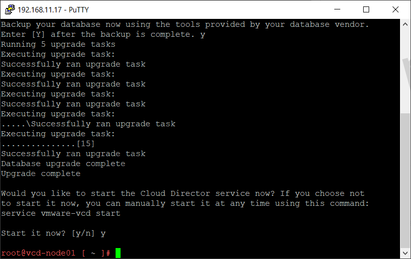 Cloud Director  upgrade database