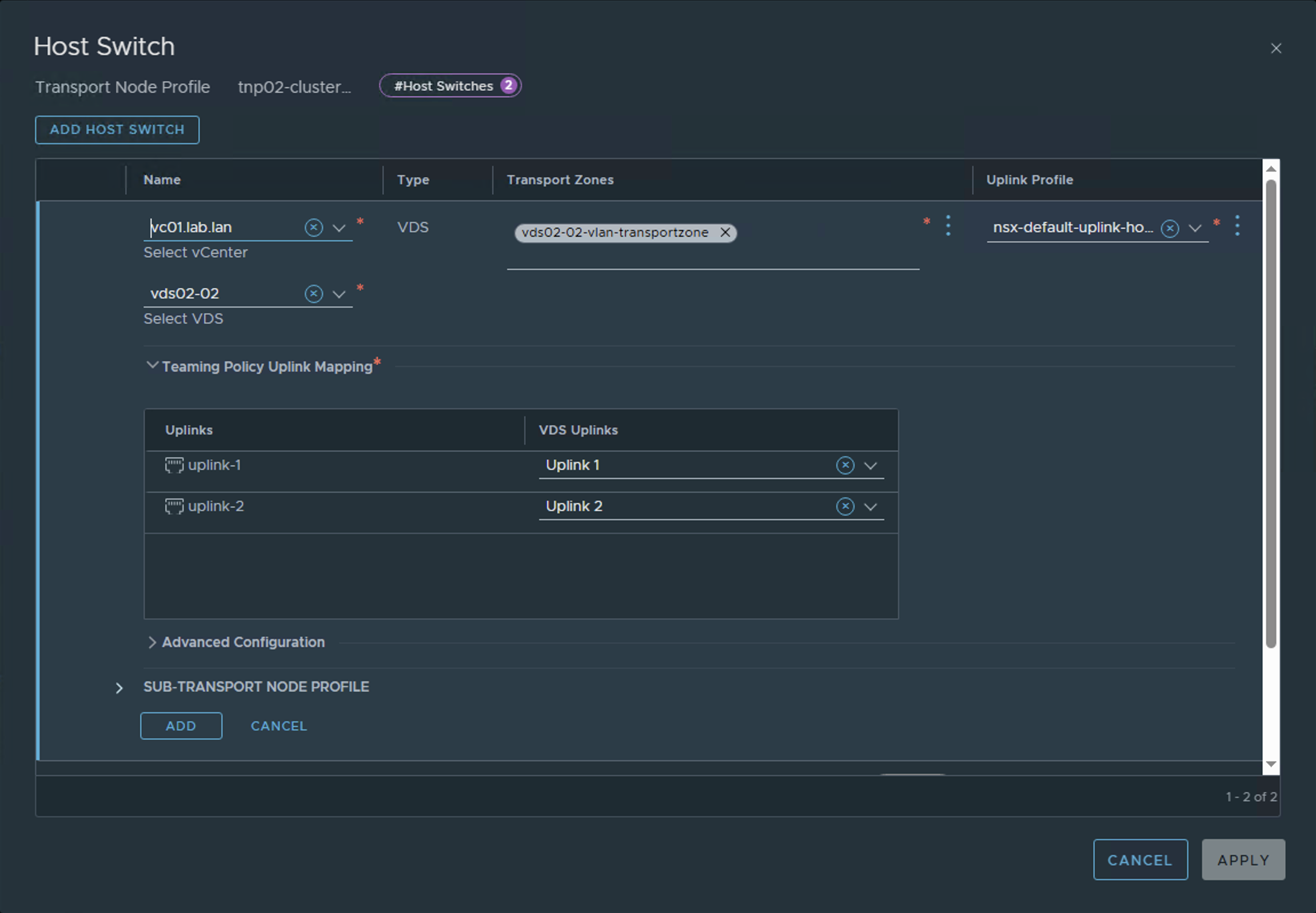 VDS Configuration